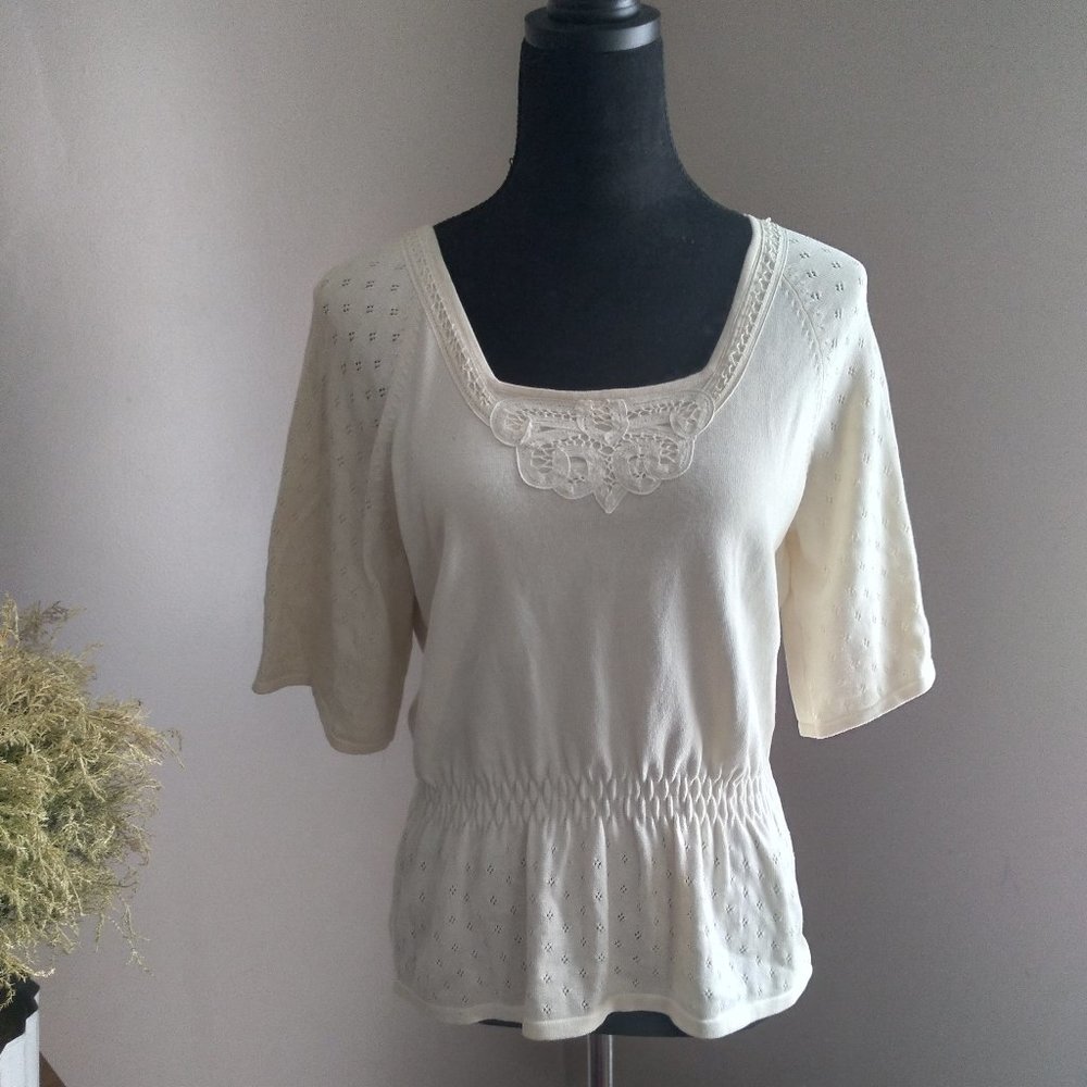 Cream Knit Top by Ralsey  | Size L
